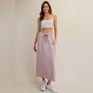 Elegant Mauve Scuba Modal top and Maxi Skirt Set